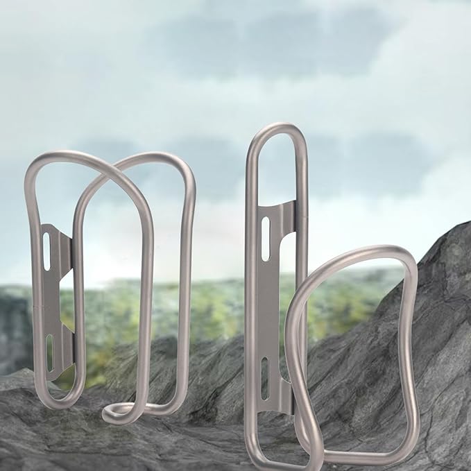 Titanium Bike Water Bottle Cages, 2-Pack, Lightweight and Durable Alloy Holder for MTB and Road Bicycles - Silver (Mixed 2Pack)