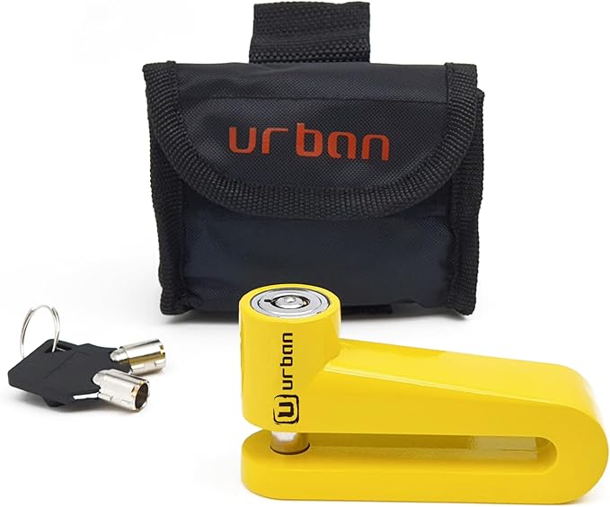 URBAN 922A Motorcycle Disc Lock, ø10mm Safer, More Visible, More Deterrent, Compact and Effective Security for Easy Transport, Anti Theft Wheel Brake Lock for Motorbike Scooter Electric Bike Bicycle