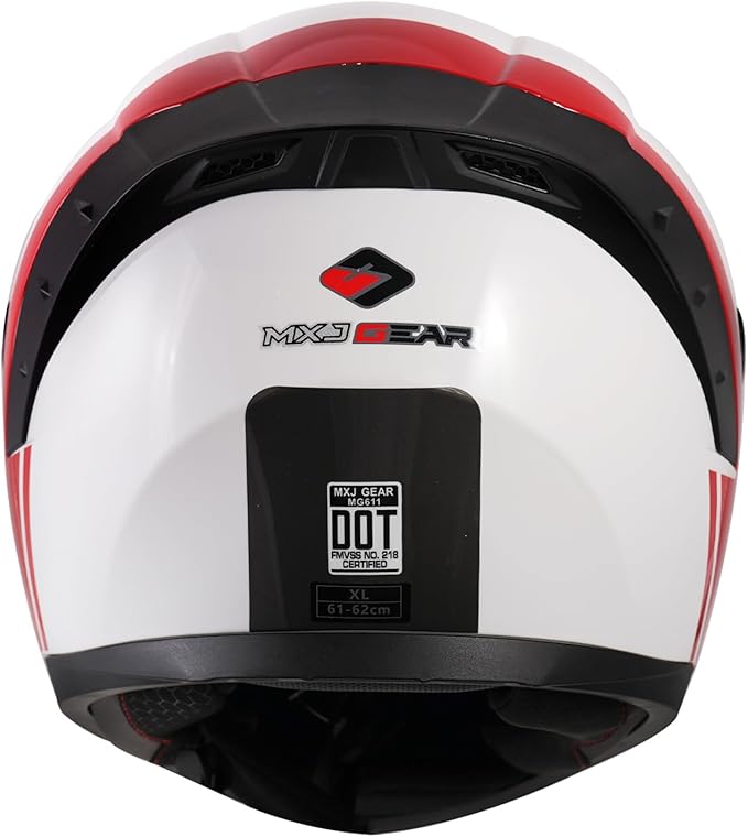 Full Face Motorcycle Helmet,Helmets for Adults Motorcycle, MG611 Motorbike Racing Street Bike Helmets with Black Visor for Men Women,DOT Approved (Glossy Red Gray Lines, S)
