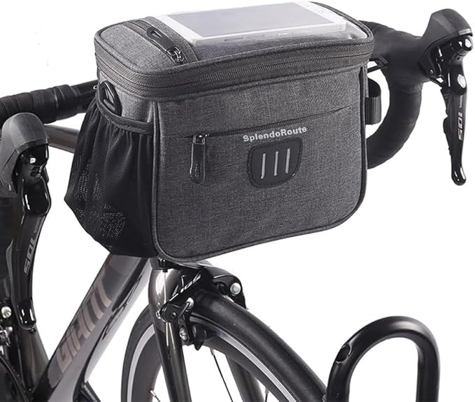 Handlebar Bag With 6.5" Phone Holder - Bicycle Front Shoulder Bag, Bike Basket Storage With Detachable Strap for MTB Road Bike