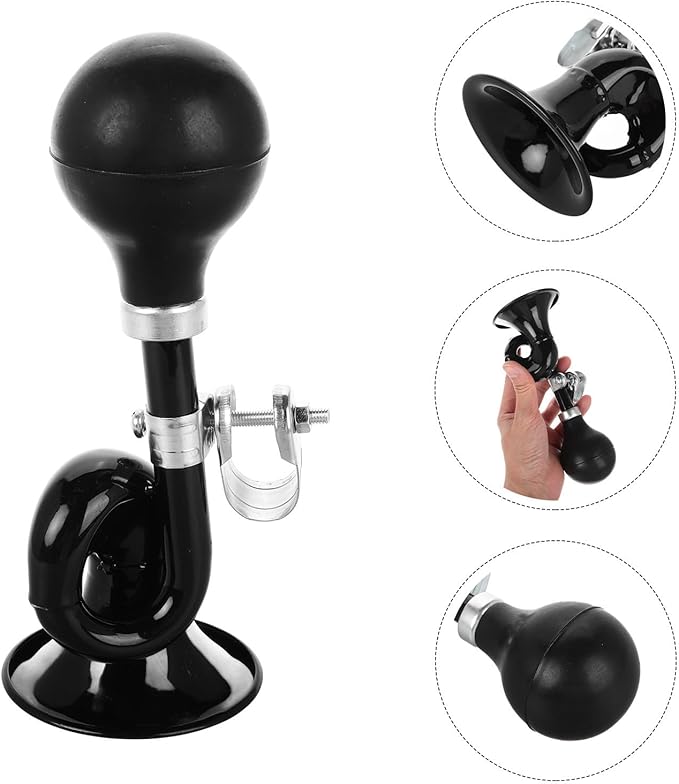 BESPORTBLE Loud Retro Snail Air Horn for Bike Handlebar, Black Vintage Bicycle Bell with Powerful Sound, Warning Horn for Mountain and Road Cycling Use