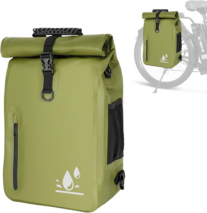 YEEGO DIRECT Bike Panniers, 29L Large Capacity Waterproof bike bags, Bike Rack Bag Bike Saddle Bags For Rear Rack Bicycles Commuter Backpack - Green (1 PCS)