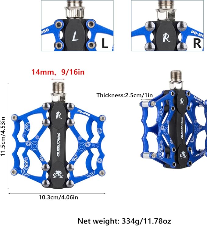 ‌Ultralight CNC Bike Pedals - Sealed Bearings Mountain/BMX/Road Pedals with Non-Slip Surface & 9/16" Chrome-Molybdenum Steel Spindle for MTB/Gravel/Cyclocross Bikes