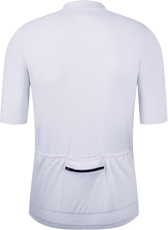 Men's Cycling Jersey Short Sleeves Bike Jersey 1/3 Zipper Solid Color Club Fit, Biking Cycling Shirt Zipper Pocket