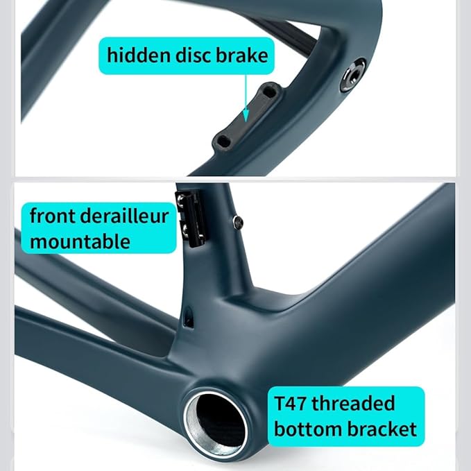 700c Road Bike Frameset Carbon Fibre Disc Brake Bike Frame 43/46/48/51/54cm Lightweight Wind Breaking Racing Frame Thru Axle 12 * 100/12 * 142mm