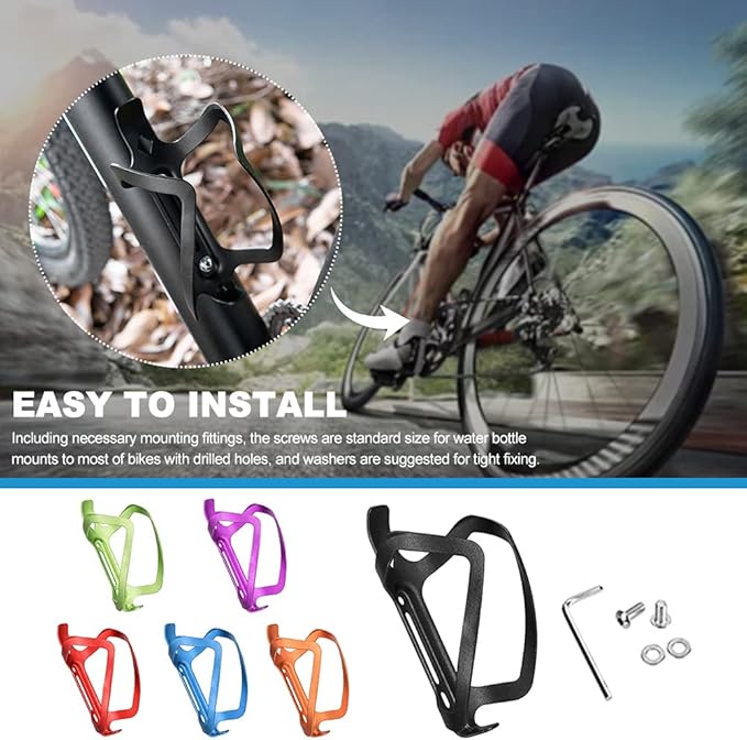Bike Water Bottle Holder Universal Bicycle Bottle Cage with Screws,Durable, Lightweight,Great for Road and Mountain Bikes(Purple)