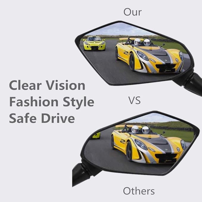 【2026 Upgraded】Motorcycle Convex Rear View Mirror, Mirrors For Bike,motorcycle,atv,scooter, with M8 M10 Threaded Bolt, with 7/8" Handle Bar Mount Clamp Compatible with Cruiser, Suzuki, Honda,Victory