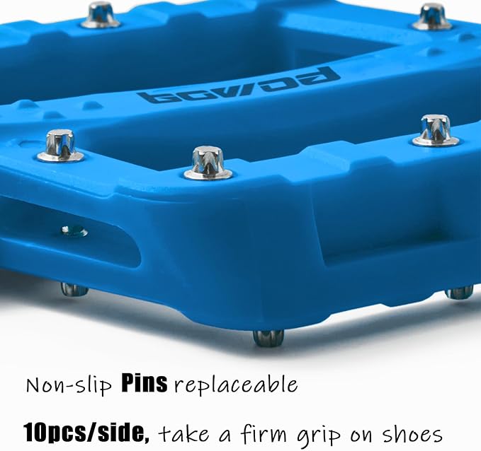 Flat MTB Bicycle Pedals Mountain Bike Colored Pedals, Glass-Fiber Nylon Composite Platform Pedal w 9/16" Sealed Cr-Mo Spindle, BMX Gravel Road Bike Pedals Clipless for Adult Women Youth Bikes