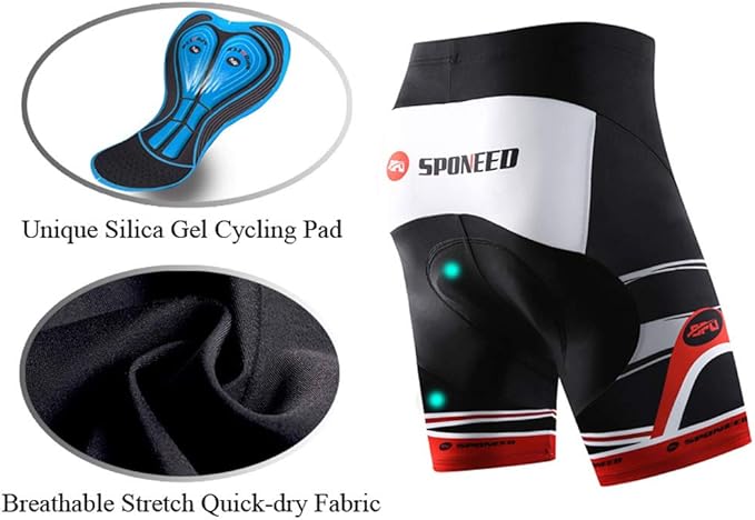 sponeed Men's Cycling Padded Shorts Men Bike Short Pants Cycle Spandex Tights Biking Wear