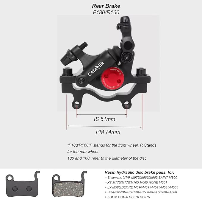 MTB Road XTECH HB-100 MTB Road Line Pulling Hydraulic Disc Brake Calipers Front & Rear Mountain Bike Disc Brake E-Bike Disc Brake Set