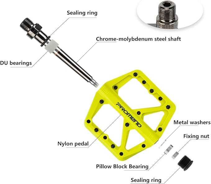Mountain Bike Pedals - Durable Nylon DU Bearing Platform Pedals for MTB and BMX
