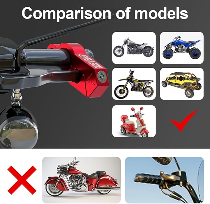 Motorcycle Lock Combo: Helmet & Brake Anti-Theft Handlebar Lock for Moped, Motorbike, Scooters, ATV, Dirt Bike, Street Bike