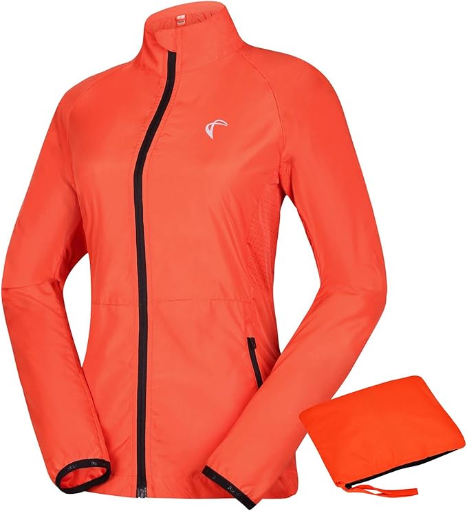 Women's Packable Windbreaker Jacket Resistant Convertible Cycling Running Jacket Lightweight Windproof Water
