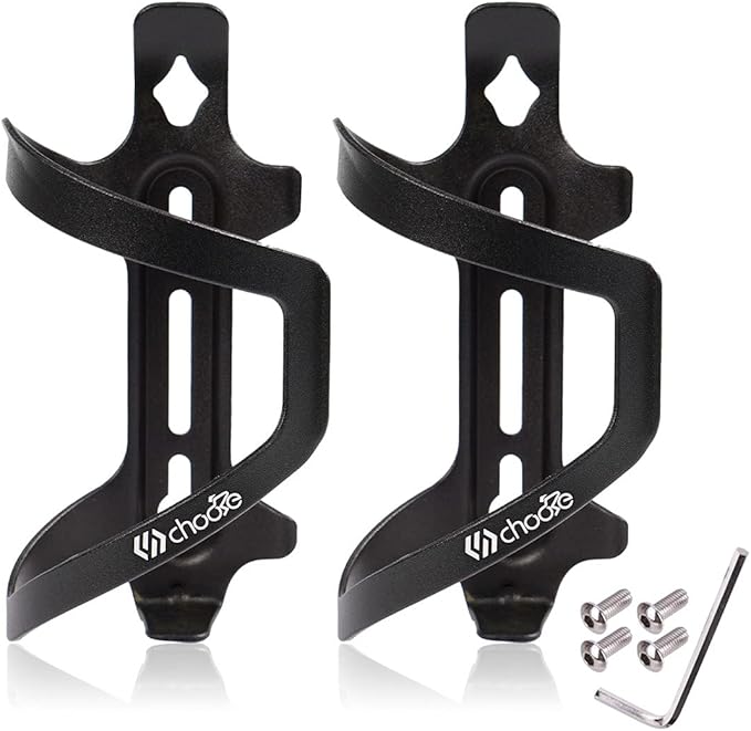 Chooee Bike Water Bottle Holder Aluminum, Bicycle Water Bottle Cage for Road Bikes Mountain Bikes Black 2-Pack