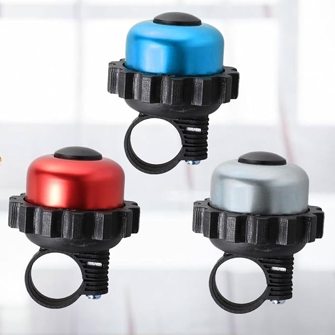Luxshiny Rotating Cycle Bell Horn Set 3pcs Loud Vintage Bike Bells with Red Blue Silver Metal for Road Mountain Bicycle Accessories