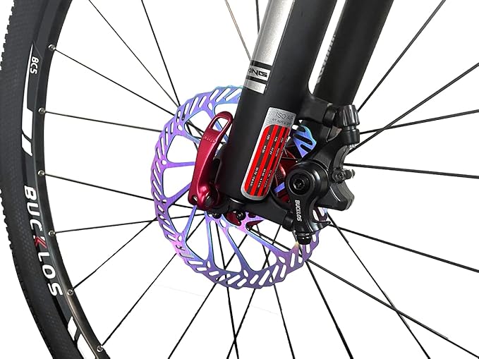 BUCKLOS Mountain Bike Disc Brake kit, MTB Mechanical Line Pulling Disc Brakes Caliper with Aluminum Alloy Levers /160mm Rotor,/is/PM Universal Adapter for Ebike/Folding Bike/Scooter/Fat Bike