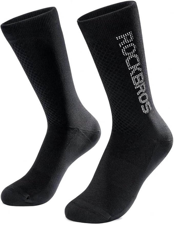 ROCKBROS Cycling Socks,Crew Length,Breathable & Non-Sticky with reflective logo,All Seasons for Men Women Bike Socks