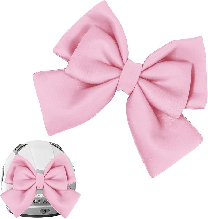 Bow Helmet Accessory, 8.07"x11.22" Stylish Motorcycle Helmet Bow Decoration for Women, Removable Cute Fashion Ribbon Bows Ornament for Motorcycle Scooter E-Bike Helmets (Pink)