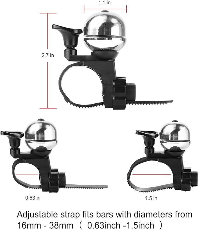 Accmor Classic Bike Bell, Adjustable Bicycle Bell Fits Any Bike Handlebar, Universal Bike Bell Loud Crisp Clear Sound Bike Bell for Adults Kids Bike