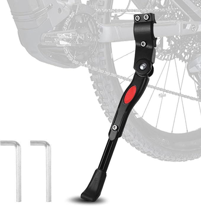 Bike Kickstand Aluminium Adjustable Center Bicycle Kickstand suitable Rear Side Bicycle Kickstand Fit for 26" 27.5" 29" 700C Bike Kick Stand for Bicycles Kickstand (Black)