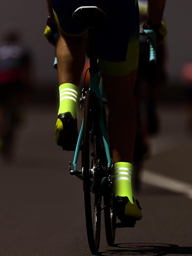4 Pairs Glow in Dark Socks Cycling High Reflective Running Socks Night Safety Hosiery Compression Athletic
