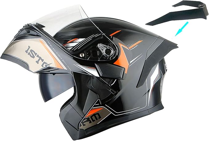 1Storm Motorcycle Modular Full Face Flip up Dual Visor Helmet + Spoiler: HB89 Storm Orange