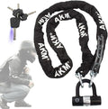 AKM Motorcycle Lock 6.56ft/200cmx10mm Thick Anti-Theft Heavy Duty Chain Locks with 4 Keys Security 16mm U Lock Disc Lock,Super Long Durable Bike Chain Lock for Motorcycles,Containers,Trailers