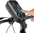 WILD MAN Bike Handlebar Bag Bicycle Bags for Cycling Bike Front Pouch Bag Phone Holder Mount Compatible with Phones Under 6.8”(GX330,Black)