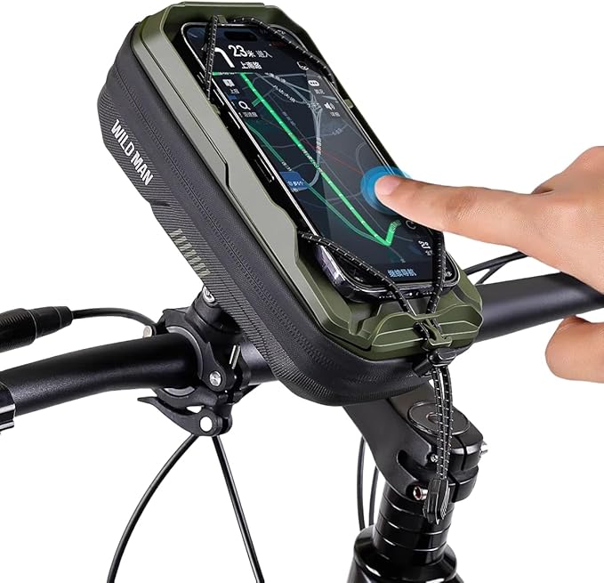 WILD MAN Bike Handlebar Bag Bicycle Bags for Cycling Bike Front Pouch Bag Phone Holder Mount Compatible with Phones Under 6.8”(GX330,Yellow)