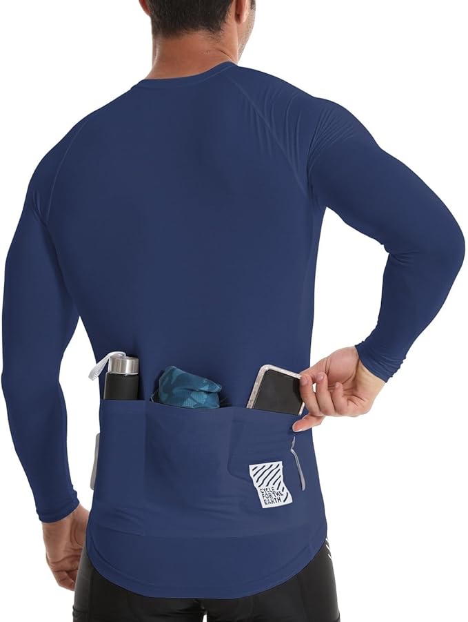 Men's Cycling Jerseys Long Sleeve Bike Biking Shirts Full Zip with Pockets Road Bicycle Clothing