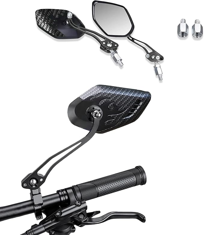 ASUBHA 2PCS Motorcycle Mirrors, Motorcycle Mirrors for Handlebar, Convex Handlebar Rear View Side Mirror with M8 M10 Bolt, Wide Angle Rear View Mirror Car Accessories for Scooter ATV UTV Dirt Bike