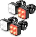 Akale Bike Lights Set, Rechargeable Bicycle Lights Front and Rear, 4 Light Mode Options, Bike Headlight, IPX4 Waterproof, Easy to Install for Men Women Road （ 2 Pack ）