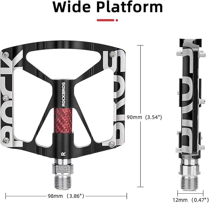 ROCKBROS Mountain Bike Pedals MTB Pedals CNC Non-Slip Lightweight Aluminum Alloy Bicycle Pedals Sealed Bearings Bicycle Platform Pedals 9/16" BMX Road Bike Pedal