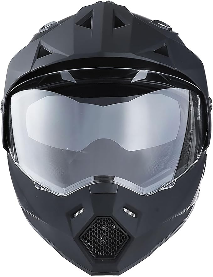 1Storm Youth Kids Dual Sport Dual Visor Motorcycle Motocross Off Road Full Face Helmet Matt Black