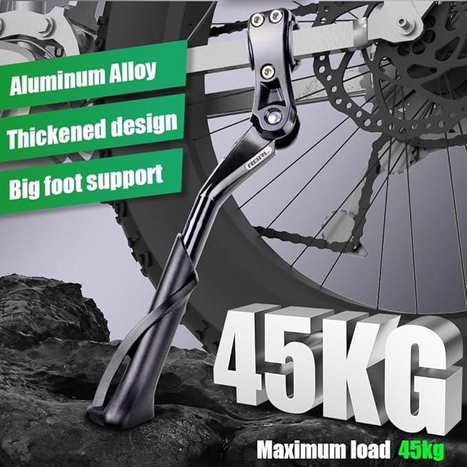 RBRL Bike Kickstand, Stable Durable Aluminum Alloy Bicycle Kickstand, Suitable for 24-29 Inch Mountain Bikes, Trekking, City & E-Bikes, Heavy Duty Load 100lbs, Adjustable Length Bike Stand
