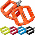 Flat MTB Bicycle Pedals Mountain Bike Colored Pedals, Glass-Fiber Nylon Composite Platform Pedal w 9/16" Sealed Cr-Mo Spindle, BMX Gravel Road Bike Pedals Clipless for Adult Women Youth Bikes
