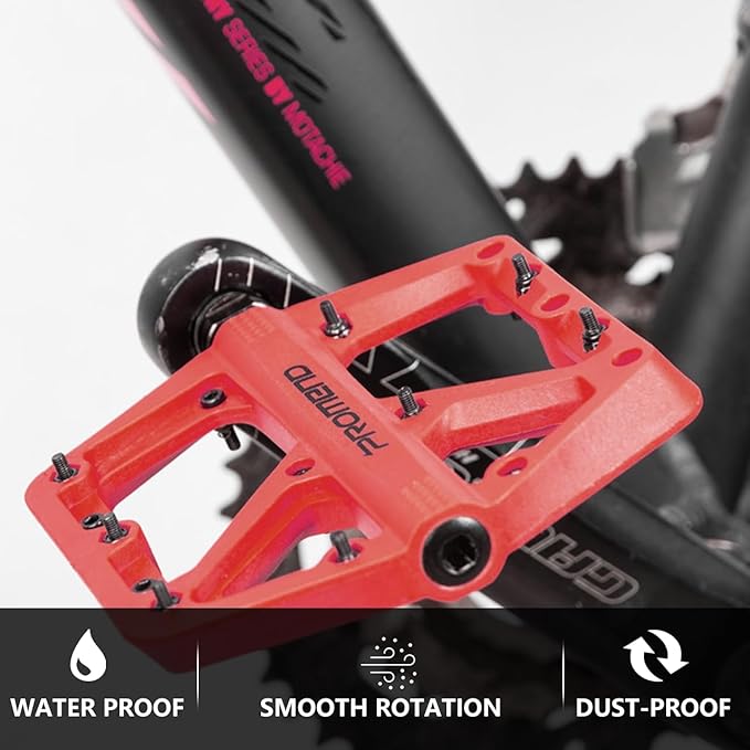 Mountain Bike Pedals - Durable Nylon DU Bearing Platform Pedals for MTB and BMX