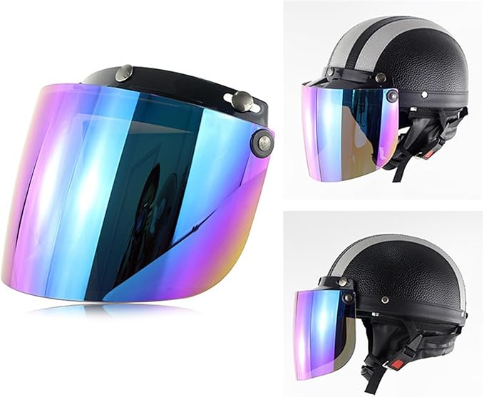 Warm Hat,Windproof 3-Snap Visor Lens Shield for Motorcycle Helmets Flip Up Down Open Face Anti Glaring Accessories