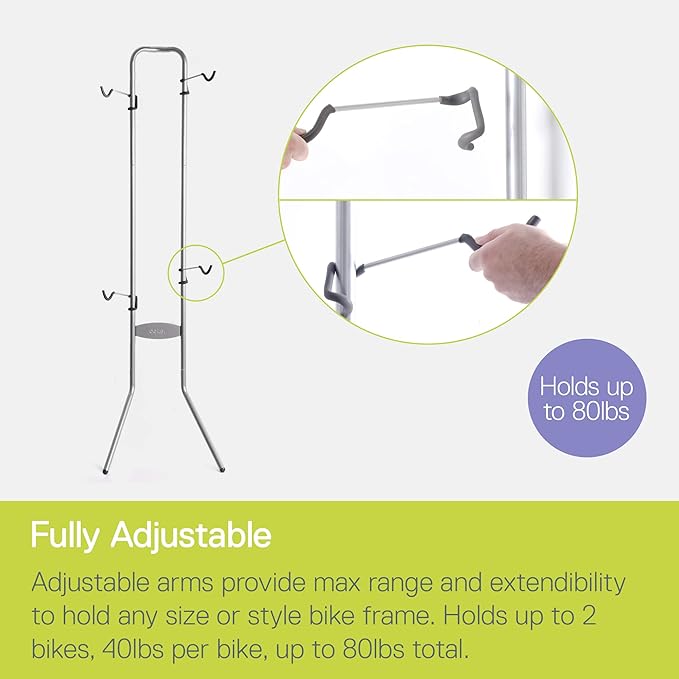 Delta Cycle Michelangelo 2 Bike Storage Rack - Gravity Fully Adjustable Bike Storage Garage For Road, MTB, and Hybrid Bicycles - Vertical Bike Rack Holds Up To 80 lbs