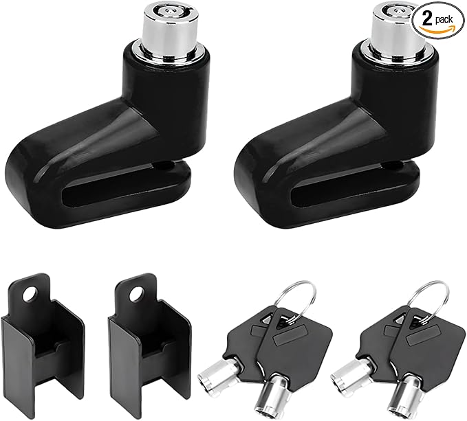 2 PCS Motorcycle Disc Brake Lock, Anti-Theft Security Wheel Disc Brake Lock with Keys, Universal Safety Disc Lock for Bikes Scooters Motorcycles, Motorcycle Accessories (Black)