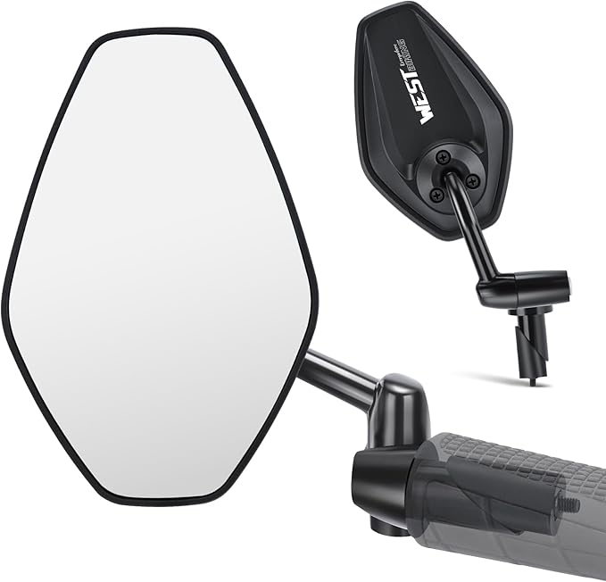 West Biking Bike Mirror, 360° Adjustable HD Shatterproof Bicycle Mirror, Aluminium Alloy Mirror Stem Provides Exceptional Stability,Handlebar-End Rear-View Mirror Suitable For E-Bike(Left)