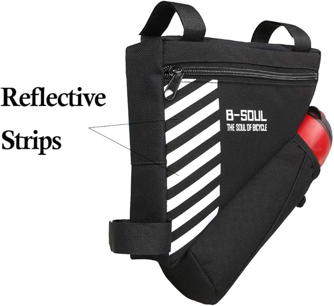 CoverON CoreLife Bike Bag with Water Bottle Holder, Sport Cycling Frame Storage Bag Bicycle Pouch Triangle Saddle Strap-On Cup Handlebar Accessories Pack for Road Mountain - Black