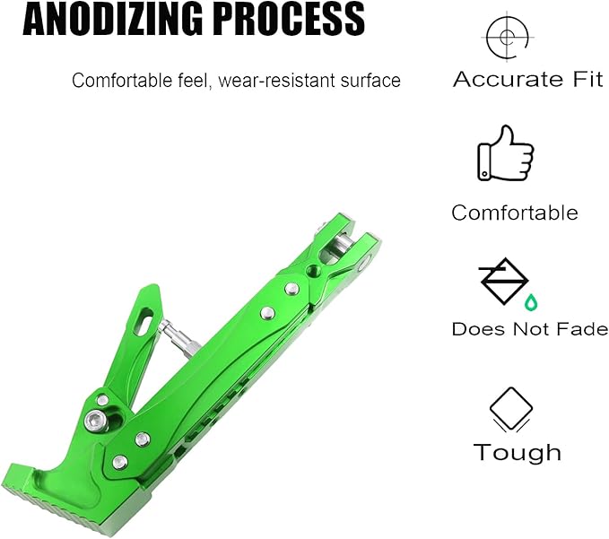 Universal CNC Aluminum Alloy High Quality Motorcycle Adjustable Kickstand Accessories Motor Scooter Modified Tripod Holder Kickstand Foot Side Support Stand Dit Pit Bike (Green)