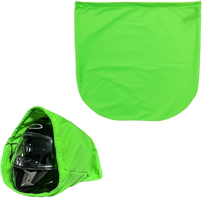 Helmet Bag, Large Capacity Lightweight Motorcycle Helmet Drawstring Bag, Folding Helmet Storage Carrying Pouch for Riding Bicycle Sport Travel, Soft Fleece Lined Helmetbag (Green)