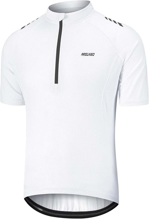 ARSUXEO 1/2 Zipper Cycling Jersey Men Short Sleeves Bike Shirts for Men Biking Bicycle Road Bike Jerseys