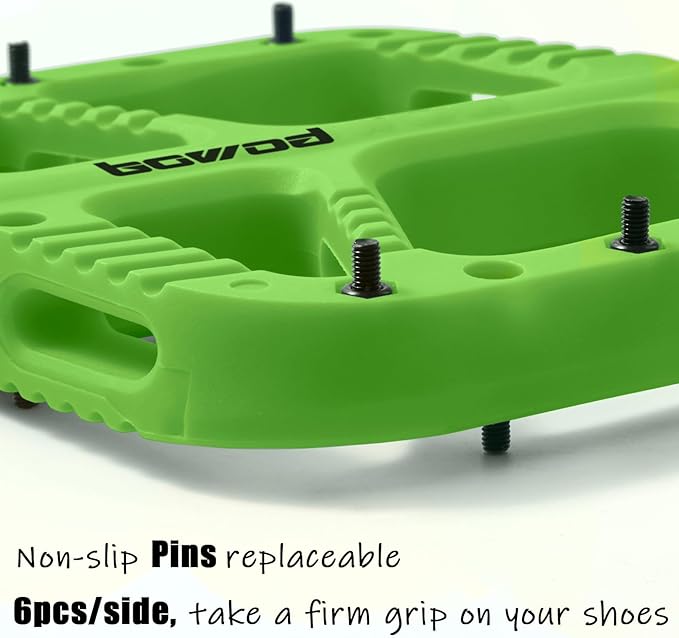 MTB Pedals Flat Mountain Bike Pedals Adult, Light and Wide Nylon Composite Bicycle Platform Pedal w Grippy Pins, 9/16" Cr-Mo Spindle 2 Bearings, Clipless Pedals for BMX Gravel Road E.Bike 9/16"