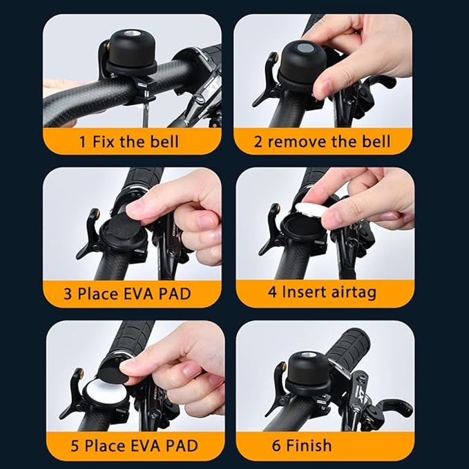 Bicycle Bell for AirTag 120dB, Bike Mount for AirTag GPS Tracker Waterproof Classic Brass Holder Hides Under Bike Bell Anti-Theft