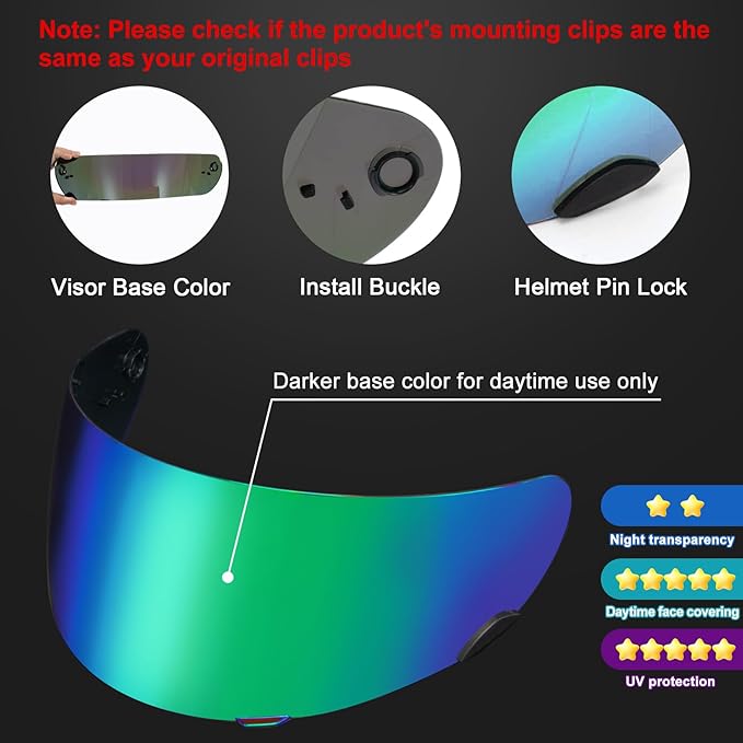 PSLER Qualifier Visor- Qualifier DLX Helmet Visor Motorcycle Face Shield Accessories Replacement for Bell Qualifier/Star/Vortex/RS-1/Revolver,Deep Color Green