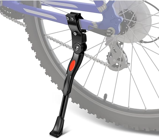 Flexzion Bike Kickstand Bicycle Road Mountain Cycling Rear Mount Side Stand Aluminum Adjustable Alloy Replacement Kickstand for Mountain Bike Fits for 22-26 inch Tires in Black