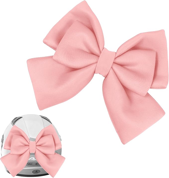 Bow Helmet Accessory, 8.07"x11.22" Stylish Motorcycle Helmet Bow Decoration for Women, Removable Cute Fashion Ribbon Bows Ornament for Motorcycle Scooter E-Bike Helmets (Peach Pink)